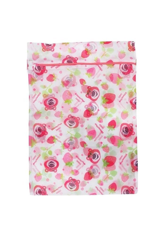 DAISO Rectangular Laundry Net - Pink & White Mesh Wash Bag for Delicates - Image 2